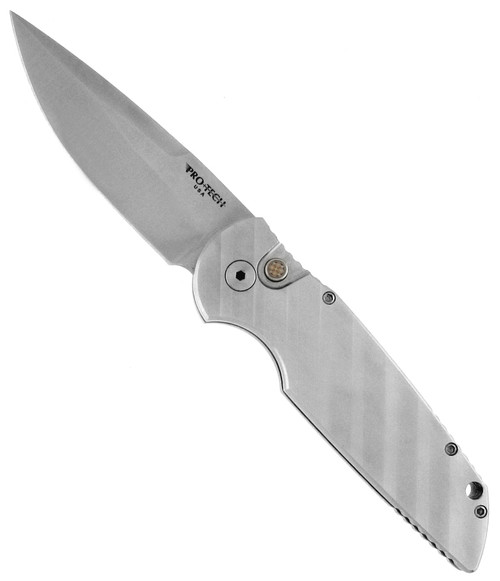 Pro-Tech TR-3 Custom Machine Grooved Steel Satin Plain Blade
