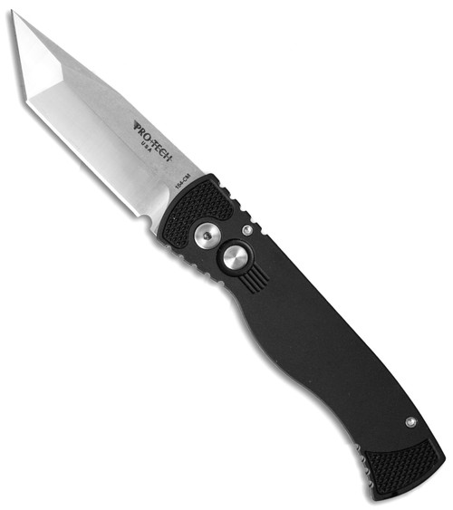 Pro-Tech TR-1.1SW Solid Black w/ Knurl Stonewash Blade