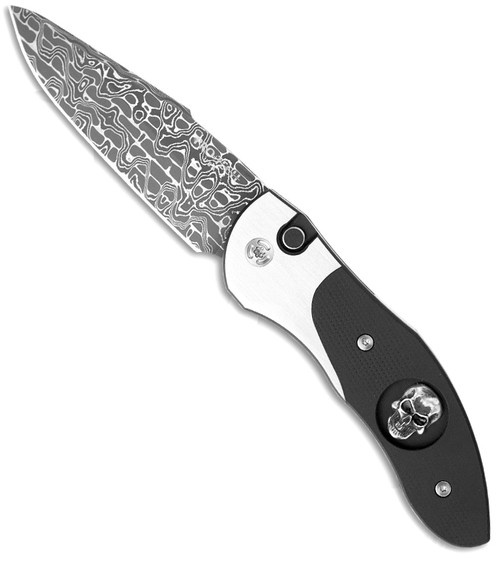 Pro-Tech Doru Auto Custom Two Tone Steel & Skull w/ Black G-10 Damascus Blade