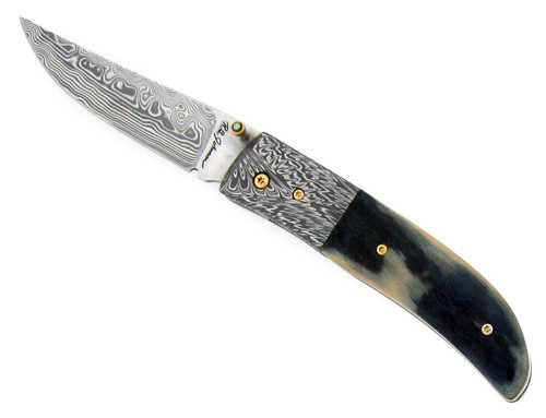 R.B. Johnson Custom Liner Lock North Seas Ivory Damascus