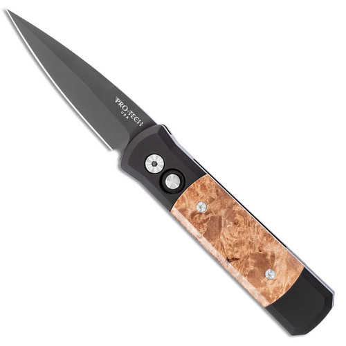 Pro-Tech Godson Maple Burl Wood Inlays Black Blade 707