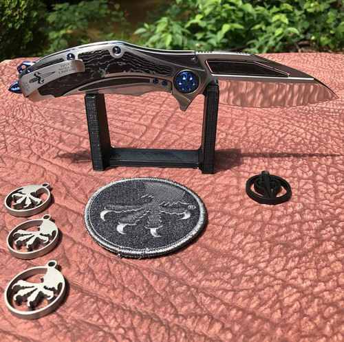 Marfione Custom Super Matrix R Frame Lock Mirror Polish Blade Hand Rubbed Titanium Handle w/ TPT Carboquartz Inlays Blue Ringed Titanium Hardware SN#001