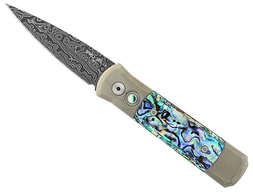 Pro-Tech Godson Custom 2018 Bronze Titanium Abalone Damascus