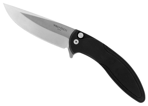 Pro-Tech Cambria Flipper Button Lock Solid Black Stonewash Blade CF01