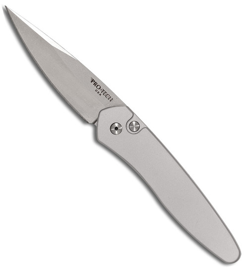 Pro-Tech Newport Solid Silver Handle Stonewash Blade 3401