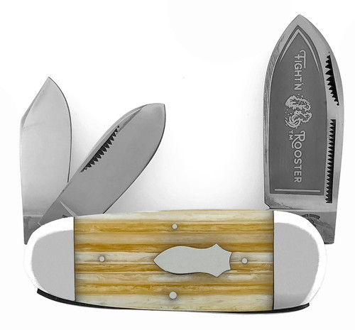 Fight'N Rooster Elephant Toe Whittler Striped Cream Celluloid