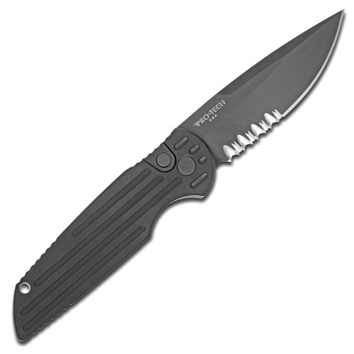Pro-Tech TR-3 L3 Left Handed Black Tactical Handle DLC Serrated Blade