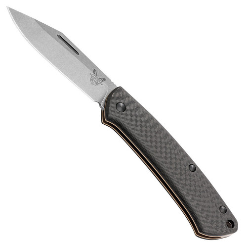 Benchmade Proper Slip Joint Folder Clip Point Carbon Fiber Handle Stonewash Blade 318-2