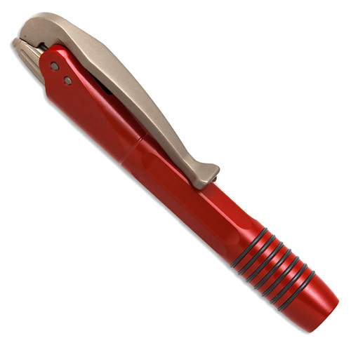 Microtech Siphon II Pen Red Stainless Steel Bronzed Hardware 401-SS-RDBZ