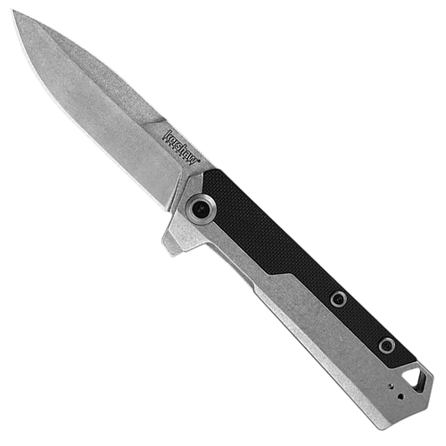 Kershaw Oblivion Assisted Frame Lock Flipper Stainless Steel w/ Black GFN Handle Stonewash Blade 3860