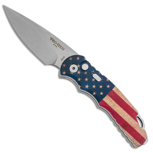 Pro-Tech TR-5 Auto PK Vintage Flag Handle Stonewash Blade T540