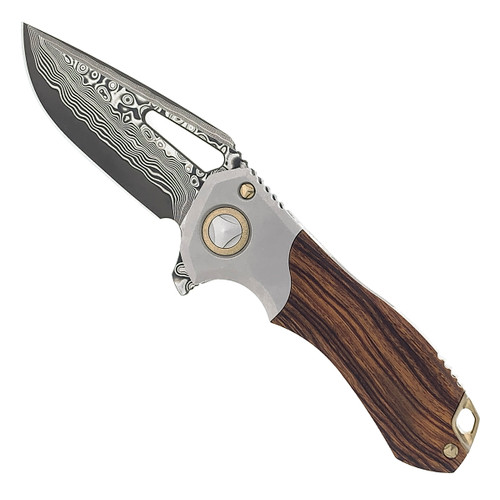 Marfione Custom Protocol Frame Lock Titanium Handle w/ Ironwood Inlays Hattori Cowry X Core Damascus Blade Bronze Ti Hardware