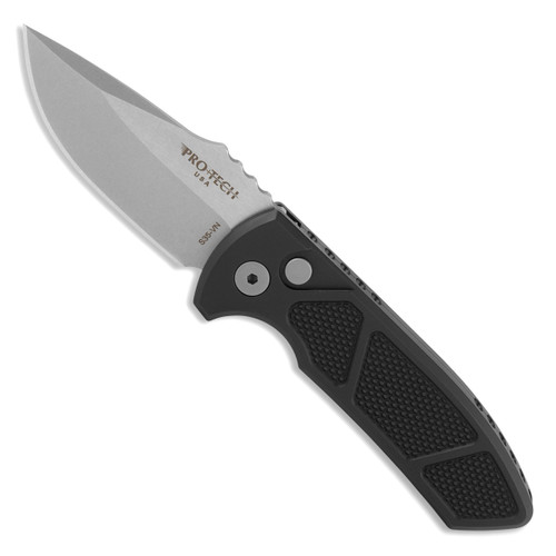 Pro-Tech Les George SBR Textured Black Handle Stonewash Blade LG405