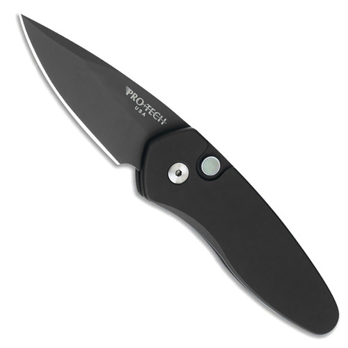 Pro-Tech Sprint Auto Solid Black Handle DLC Blade Pearl Button 2907-LTD