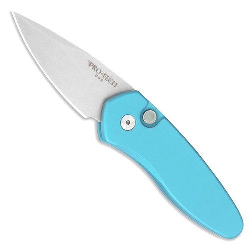 Pro-Tech Sprint Auto Solid Teal Handle Stonewash Blade Pearl Button 2905-TEAL-LTD
