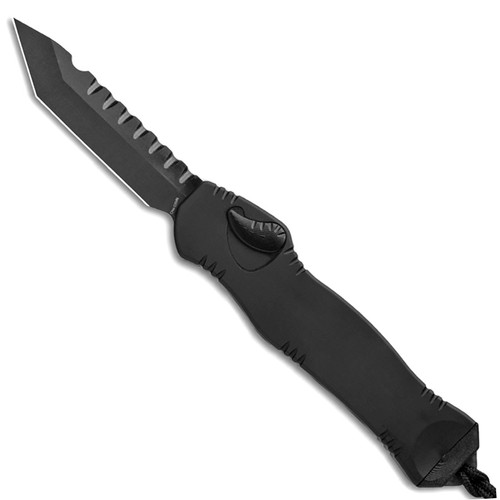 Heretic Knives Hydra OTF Auto Tanto Tactical Black Handle DLC Blade H006-6A-T