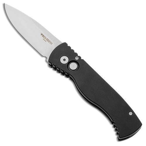 Pro-Tech TR-2.3-Satin Solid Black Handle Satin Blade