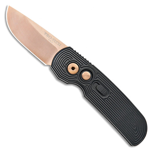 Pro-Tech Calmigo Auto TRON CNC Maze Pattern Black Handle Rose Gold Blade 2245