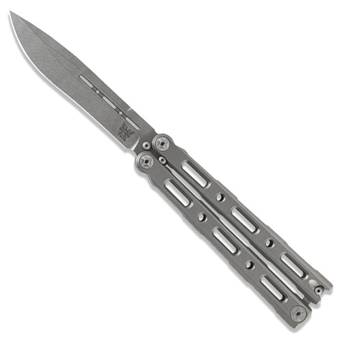 Benchmade Balisong Model 85 Drop Point Butterfly Milled Titanium Handle Stonewash Blade