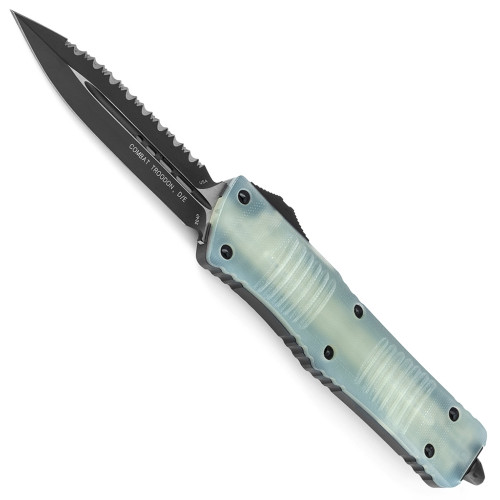 Microtech Combat Troodon D/E Jade Green G-10 Composite Top Black Full Serrated Signature Series 142-3GTJGS