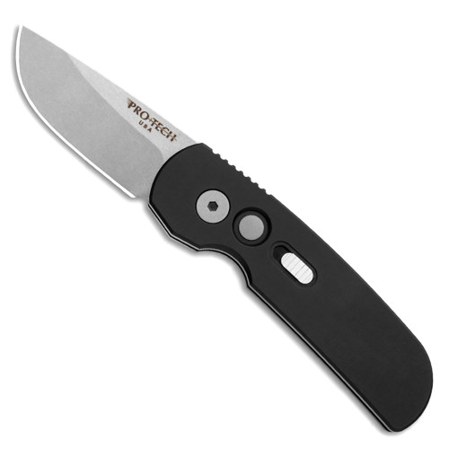 Pro-Tech Calmigo Auto Solid Black Handle Stonewash Blade 2201-SW