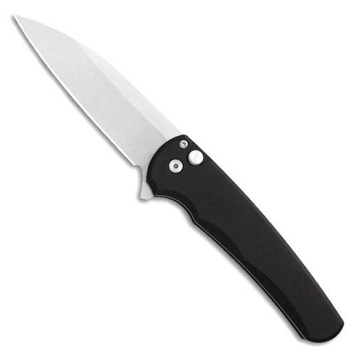 Pro-Tech Malibu Button Lock Flipper Wharncliffe Black Handle Stonewash Blade 5101