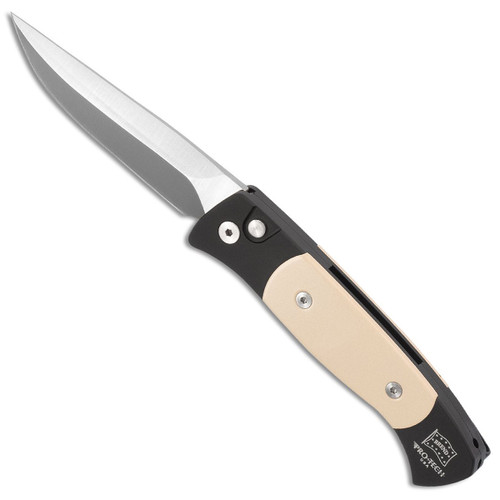 Pro-Tech Small Brend 2 Auto Tuxedo Black Handle w/ Ivory Micarta Inlays Satin Blade 1251