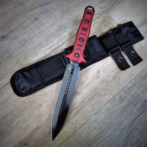 Heretic Knives Nephilim Fixed Blade D/E Dagger Red Black G-10 Handle DLC Blade H003-6A-REDBLK