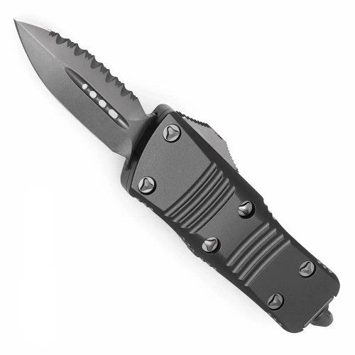 Microtech Mini Troodon D/E Shadow DLC Full Serrated Signature Series 238-3DLCTSH