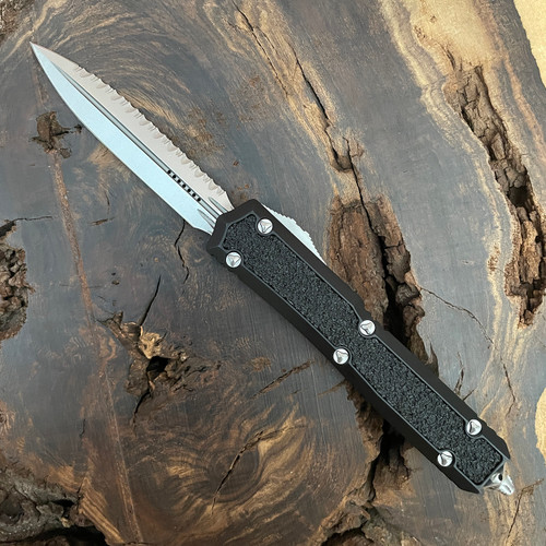 Microtech Makora D/E Black Stonewash Full Serrated Nickel Boron Internals Signature Series 206-12S