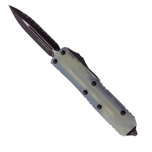 Microtech UTX-85 D/E Jade Green G-10 Composite Top Handle Black Full Serrated Blade Signature Series 232-3GTJGS