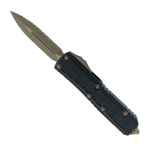 Microtech UTX-85 II D/E Black Handle Bronze Apocalyptic Full Serrated Blade Signature Series  232II-15APS