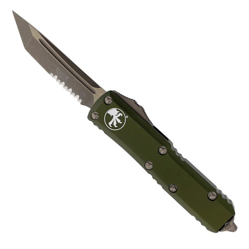 Microtech UTX-85 T/E OD Green Handle Bronzed Apocalyptic Serrated Blade 233-14APOD