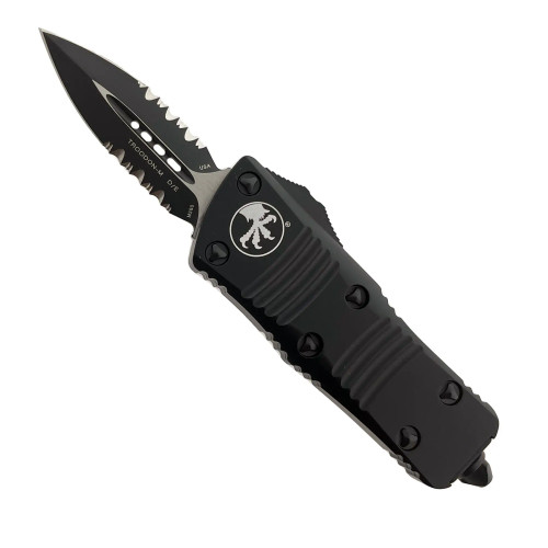 Microtech Mini Troodon D/E Tactical Black Handle Black Serrated Blade 238-2T