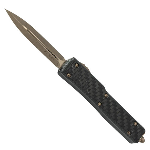 Microtech UTX-70 D/E Carbon Fiber Handle Bronze Apocalyptic Standard Blade  Signature Series 147-13APCFS