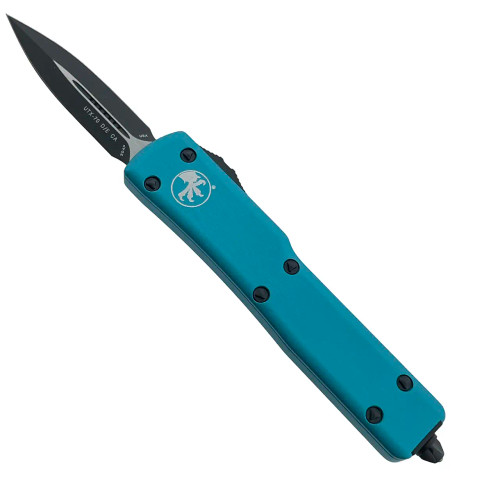 Microtech UTX-70 Cali Legal D/E Turquoise Handle Black Standard Blade CA147-1TQ