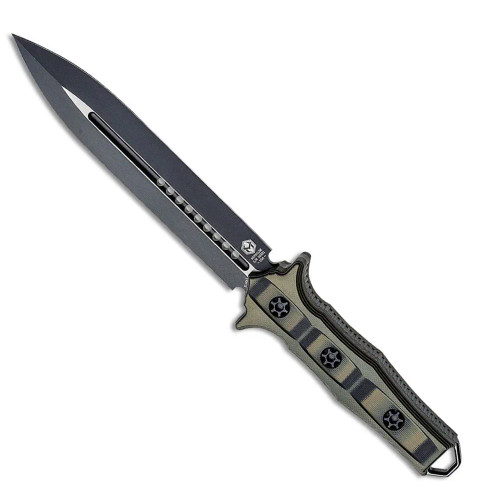 Heretic Knives Nephilim Fixed Blade D/E Dagger Green/Black G-10 Handle Two-Tone Black Blade H003-10A-BLKGRN