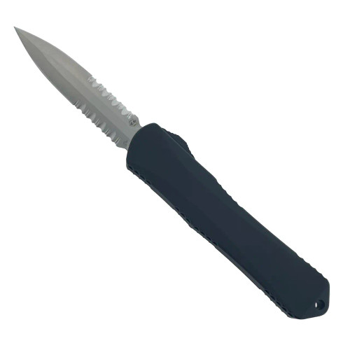 Heretic Knives Manticore X D/E Black Handle Stonewash Serrated Blade H032-2B