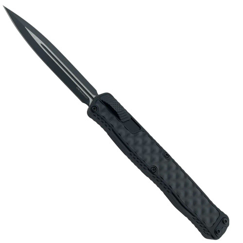 Heretic Knives Cleric II D/E Tactical Black Handle w/ Textured Metal Inlay Black Blade H020-10A-T