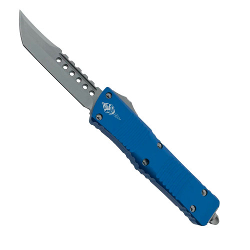 Microtech Combat Troodon Hellhound T/E Blue Handle Stonewash Standard Signature Series 219-10BLS