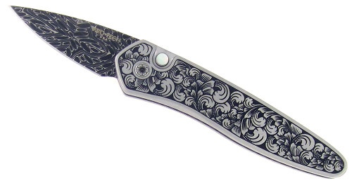 Pro-Tech Half Breed Ultimate Custom Full Engraved Steel Damascus