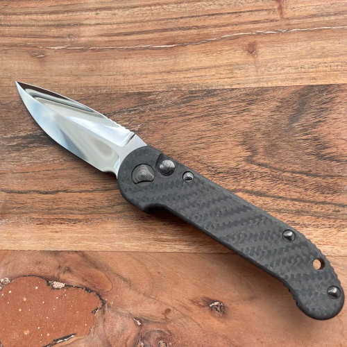 Marfione Custom LUDT Carbon Fiber Handle Mirror Polish Blade Carbon Fiber Inlaid Button DLC Ringed Hardware