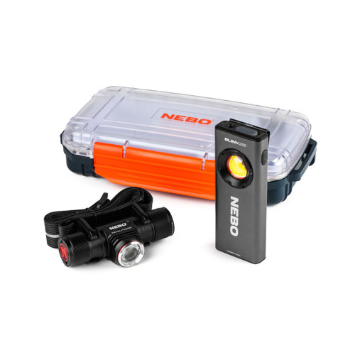 Nebo Tools 3-PIECE TRAVEL KIT 1200 Lumen Worklight 1000 Lumen Headlamp  Waterproof Case