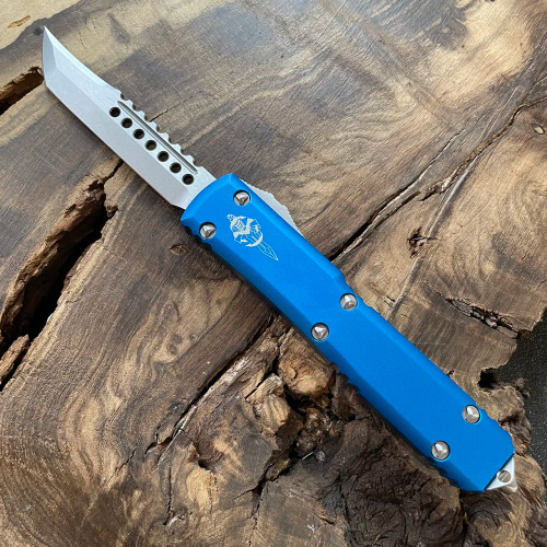Microtech Ultratech Hellhound Blue Stonewash Standard Signature Series 119-10BLS