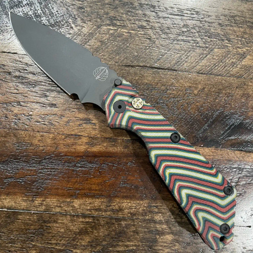 Pro-Tech Strider SnG Auto Christmas Unique Micarta Top DLC Blade Mosaic Button 2403-UM-CHRISTMAS