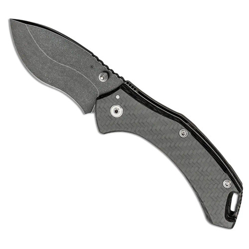 Toor Knives XT1 Bravo Frame Lock Recurve Titanium Handle w/ Carbon Fiber Top Black Blade