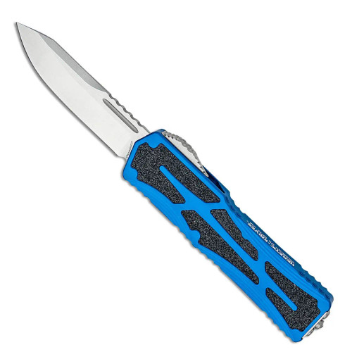 Heretic Knives Colossus S/E Blue Handle w/ Black Grip Inlays Stonewash Blade H039-2A-BLU