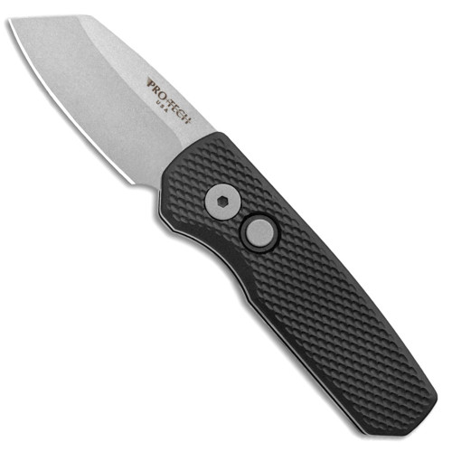 Pro-Tech Runt 5 Reverse Tanto Textured Black Handle Stonewash Magnacut Blade R5405