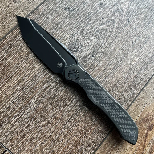 Microtech Anax T/E Integral Frame Lock DLC Titanium Handle w/ Carbon Fiber Inlay DLC Standard 191C-1DLCTCFITI