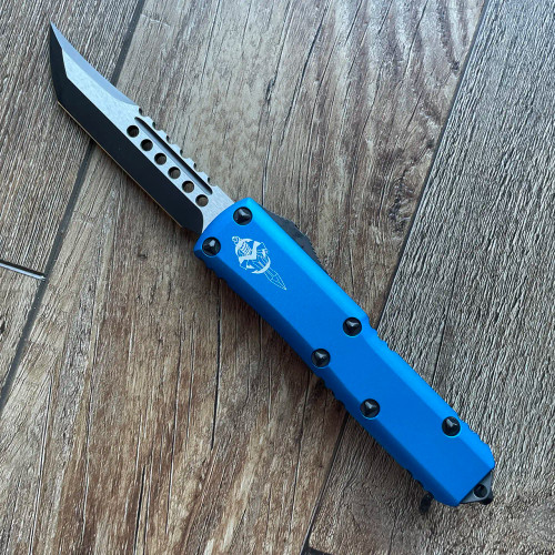 Microtech UTX-85 Hellhound Blue Black Standard Signature Series 719-1BLS